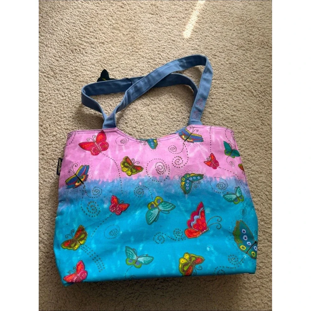 Laurel Burch Blossoming Pups Tote Bag Zippered  VTG Y2K 2000s
